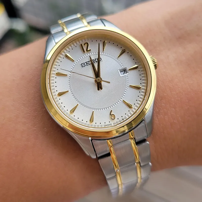 Seiko Essentials Silver Dial Two-tone Dress Ladies Watch- SUR474